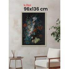 Hars Vintage Eskitme Beyaz Çok Renkli Çerçeve 96 x 136 cm Şeffaf Korumalı Pvc