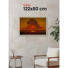 Hars Vintage Eskitme Beyaz Çok Renkli Çerçeve 122 x 80 cm Şeffaf Korumalı Pvc