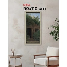 Hars Vintage Eskitme Beyaz Çok Renkli Çerçeve 50 x 110 cm Camlı