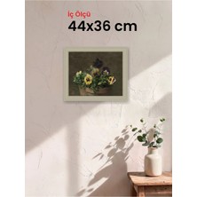 Hars Vintage Eskitme Beyaz Çok Renkli Çerçeve 44 x 36 cm Şeffaf Korumalı Pvc