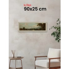 Hars Vintage Eskitme Beyaz Çok Renkli Çerçeve 90 x 25 cm Şeffaf Korumalı Pvc