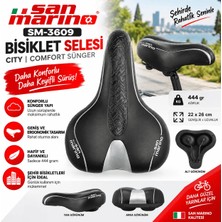 San Marıno Bisiklet Sele SM-3609, Comfort Süngerli , Geniş, 22X26 cm