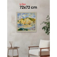 Hars Vintage Eskitme Beyaz Çok Renkli Çerçeve 72 x 72 cm Şeffaf Korumalı Pvc