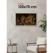 Hars Vintage Eskitme Beyaz Çok Renkli Çerçeve 120 x 70 cm Camlı