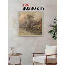Hars Vintage Eskitme Beyaz Çok Renkli Çerçeve 80 x 80 cm Şeffaf Korumalı Pvc