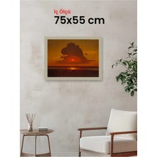 Hars Vintage Eskitme Beyaz Çok Renkli Çerçeve 75 x 55 cm Şeffaf Korumalı Pvc