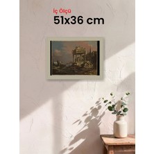 Hars Vintage Eskitme Beyaz Çok Renkli Çerçeve 51 x 36 cm Şeffaf Korumalı Pvc