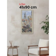 Hars Vintage Eskitme Beyaz Çok Renkli Çerçeve 41 x 90 cm Camlı