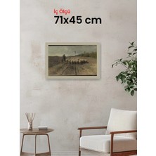 Hars Vintage Eskitme Beyaz Çok Renkli Çerçeve 71 x 45 cm Camlı