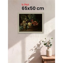 Hars Vintage Eskitme Beyaz Çok Renkli Çerçeve 65 x 50 cm Şeffaf Korumalı Pvc