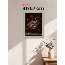 Hars Vintage Eskitme Beyaz Çok Renkli Çerçeve 41 x 57 cm Camlı