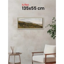 Hars Vintage Eskitme Beyaz Çok Renkli Çerçeve 135 x 55 cm Şeffaf Korumalı Pvc
