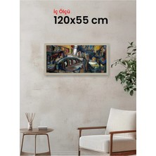 Hars Vintage Eskitme Beyaz Çok Renkli Çerçeve 120 x 55 cm Şeffaf Korumalı Pvc