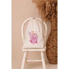 Pia Baby Isme Özel Kız Bebek Çocuk Kıyafet Kesesi 30X40 cm %100 Pamuk Ham Bez Isim Baskılı Yıkanabilir Kişiye Özel Kese