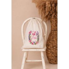 Pia Baby Isme Özel Kız Bebek Çocuk Kıyafet Kesesi 30X40 cm %100 Pamuk Ham Bez Isim Baskılı Yıkanabilir Kişiye Özel Kese