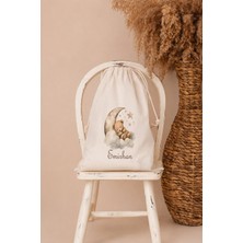 Pia Baby Isme Özel Kız Bebek Çocuk Kıyafet Kesesi 30X40 cm %100 Pamuk Ham Bez Isim Baskılı Yıkanabilir Kişiye Özel Kese