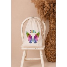 Pia Baby Isme Özel Kız Bebek Çocuk Kıyafet Kesesi 30X40 cm %100 Pamuk Ham Bez Isim Baskılı Yıkanabilir Kişiye Özel Kese