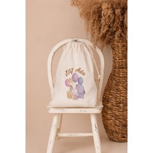 Pia Baby Isme Özel Kız Bebek Çocuk Kıyafet Kesesi 30X40 cm %100 Pamuk Ham Bez Isim Baskılı Yıkanabilir Kişiye Özel Kese