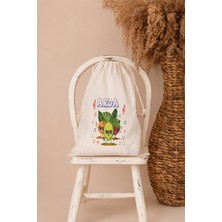 Pia Baby Isme Özel Erkek Bebek Çocuk Kıyafet Kesesi 30X40 cm %100 Pamuk Ham Bez Isim Baskılı Yıkanabilir Kişiye Özel Kese