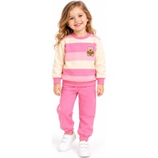 Milano Kids Kız Çocuk Ayıcık Baskılı Pamuklu Sweatshirt Eşofman Alt Üst Takım