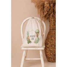 Pia Baby Isme Özel Erkek Bebek Çocuk Kıyafet Kesesi 30X40 cm %100 Pamuk Ham Bez Isim Baskılı Yıkanabilir Kişiye Özel Kese
