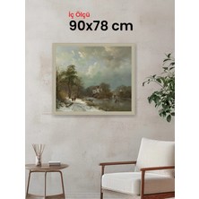 Hars Vintage Eskitme Beyaz Çok Renkli Çerçeve 90 x 78 cm Şeffaf Korumalı Pvc