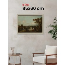Hars Vintage Eskitme Beyaz Çok Renkli Çerçeve 85 x 60 cm Şeffaf Korumalı Pvc