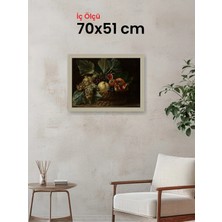 Hars Vintage Eskitme Beyaz Çok Renkli Çerçeve 70 x 51 cm Şeffaf Korumalı Pvc