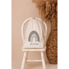 Pia Baby Isme Özel Erkek Bebek Çocuk Kıyafet Kesesi 30X40 cm %100 Pamuk Ham Bez Isim Baskılı Yıkanabilir Kişiye Özel Kese