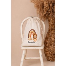 Pia Baby Isme Özel Erkek Bebek Çocuk Kıyafet Kesesi 30X40 cm %100 Pamuk Ham Bez Isim Baskılı Yıkanabilir Kişiye Özel Kese