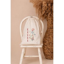 Pia Baby Isme Özel Erkek Bebek Çocuk Kıyafet Kesesi 30X40 cm %100 Pamuk Ham Bez Isim Baskılı Yıkanabilir Kişiye Özel Kese