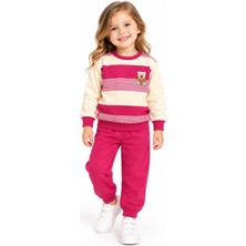 Milano Kids Kız Çocuk Ayıcık Baskılı Pamuklu Sweatshirt Eşofman Alt Üst Takım