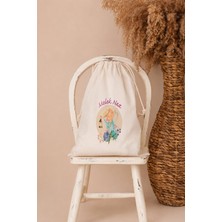 Pia Baby Isme Özel Kız Bebek Çocuk Kıyafet Kesesi 30X40 cm %100 Pamuk Ham Bez Isim Baskılı Yıkanabilir Kişiye Özel Kese