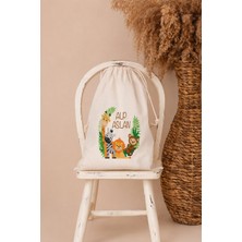 Pia Baby Isme Özel Erkek Bebek Çocuk Kıyafet Kesesi 30X40 cm %100 Pamuk Ham Bez Isim Baskılı Yıkanabilir Kişiye Özel Kese