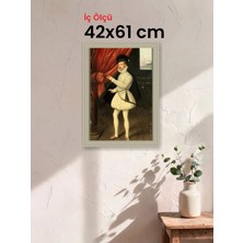 Hars Vintage Eskitme Beyaz Çok Renkli Çerçeve 42 x 61 cm Şeffaf Korumalı Pvc