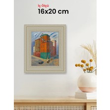 Hars Vintage Eskitme Beyaz Çok Renkli Çerçeve 16 x 20 cm Camlı
