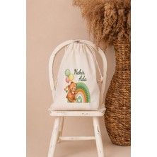 Pia Baby Isme Özel Kız Bebek Çocuk Kıyafet Kesesi 30X40 cm %100 Pamuk Ham Bez Isim Baskılı Yıkanabilir Kişiye Özel Kese