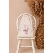 Pia Baby Isme Özel Kız Bebek Çocuk Kıyafet Kesesi 30X40 cm %100 Pamuk Ham Bez Isim Baskılı Yıkanabilir Kişiye Özel Kese