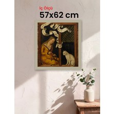 Hars Vintage Eskitme Beyaz Çok Renkli Çerçeve 57 x 62 cm Şeffaf Korumalı Pvc