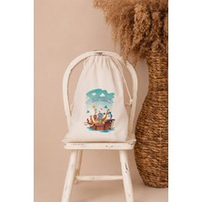 Pia Baby Isme Özel Erkek Bebek Çocuk Kıyafet Kesesi 30X40 cm %100 Pamuk Ham Bez Isim Baskılı Yıkanabilir Kişiye Özel Kese