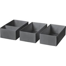 IKEA Skubb Kutu Seti , Koyu Gri, 20X38X12 Cm, 3'lü Set