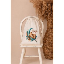 Pia Baby Isme Özel Kız Bebek Çocuk Kıyafet Kesesi 30X40 cm %100 Pamuk Ham Bez Isim Baskılı Yıkanabilir Kişiye Özel Kese