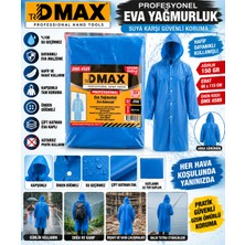 Dmax Profesyonel Yağmurluk Ebat : 66 x 115 cm AĞIRLIK:150 Gram Su Geçirmez Kapşonlu Çift Katman Önden Düğmeli Mavi