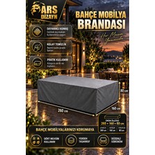 Ars Dizayn Bahçe Mobilya Brandası 260X160X80 cm Masa Sandalye Koruma Örtüsü Kılıf Gri Su Geçirmez