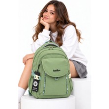 Harmela Suya Dayanıklı Kumaş Okul Çantası Unisex Günlük Okul Sırt Çantası Hrm - 2602 Yeşil