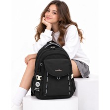 Harmela Suya Dayanıklı Kumaş Okul Çantası Unisex Günlük Okul Sırt Çantası Hrm - 2602 Siyah