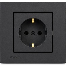 Ovivo Electric Ovıvo Metalik Siyah Topraklı Priz (Çerçeveli)