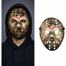 Pileli Store Bakır Renk Kırmızı Çizgili Tam Yüz Hokey Jason Maskesi Hannibal Maskesi