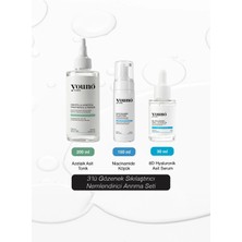 Youno Care 3'lü Arındırıcı, Gözenek Sıkılaştırıcı Nemlendirici Bakım Seti | Köpük + Tonik + Ha