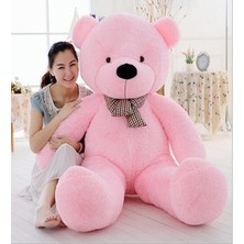 100 Yerli - Sevgiliye Özel Hediye - 150 cm Papyonlu Peluş Ayı - Dev Boy Pembe - Oyuncak Figürü